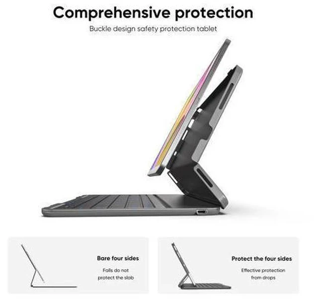 Alt view image 5 of 5 - PAUL B for iPad Air 11 Inch Case with Keyboard,Air 6th/Air 5th/Air 4th Generation Keyboard Case-Backlit,10.9 Inch Air Generation Case with Keyboard,iPad Keyboard Case Auto Wake/Sleep (Glacial Silver