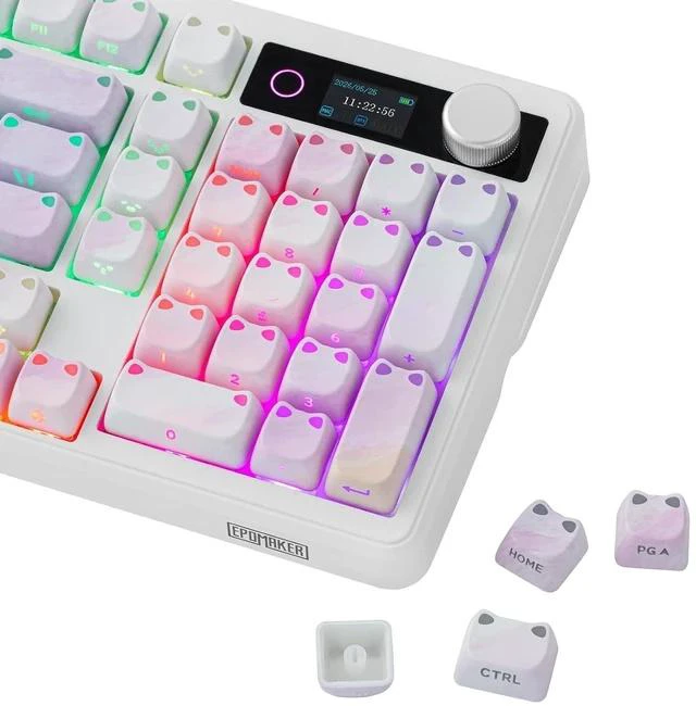 Main image of Shimmeow Cute Cat Themed Keycaps Set for MX Mechanical Keyboard | 113 Keys, Shine Through, MAO Profile, PBT+PC Material, Compatible for 60%/65%/75%/TKL/96%/Full-Sized ANSI Layout (Twilight)