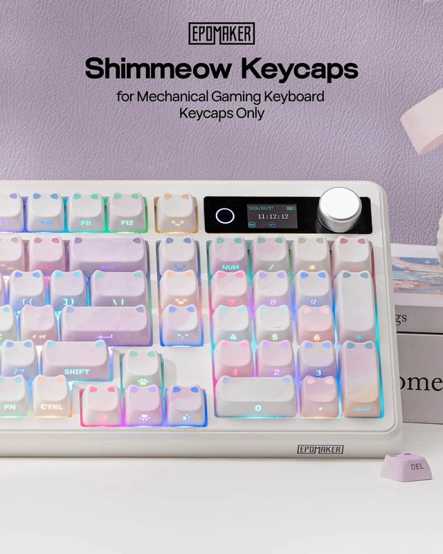 Alt view image 2 of 7 - Shimmeow Cute Cat Themed Keycaps Set for MX Mechanical Keyboard | 113 Keys, Shine Through, MAO Profile, PBT+PC Material, Compatible for 60%/65%/75%/TKL/96%/Full-Sized ANSI Layout (Twilight)
