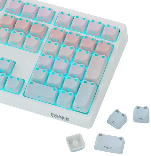 Main image of Shimmeow Cute Cat Themed Keycaps Set for MX Mechanical Keyboard | 113 Keys, Shine Through, MAO Profile, PBT+PC Material, Compatible for 60%/65%/75%/TKL/96%/Full-Sized ANSI Layout (Nebula)
