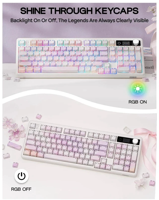 Alt view image 5 of 7 - Shimmeow Cute Cat Themed Keycaps Set for MX Mechanical Keyboard | 113 Keys, Shine Through, MAO Profile, PBT+PC Material, Compatible for 60%/65%/75%/TKL/96%/Full-Sized ANSI Layout (Twilight)