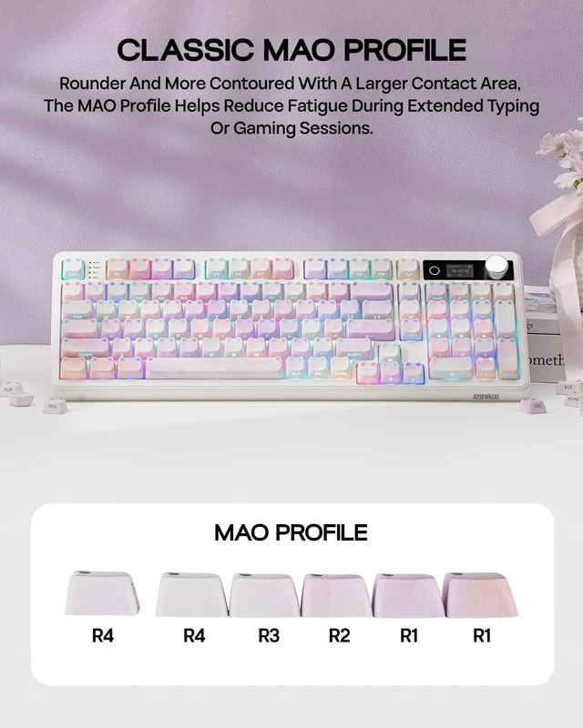 Alt view image 6 of 7 - Shimmeow Cute Cat Themed Keycaps Set for MX Mechanical Keyboard | 113 Keys, Shine Through, MAO Profile, PBT+PC Material, Compatible for 60%/65%/75%/TKL/96%/Full-Sized ANSI Layout (Twilight)