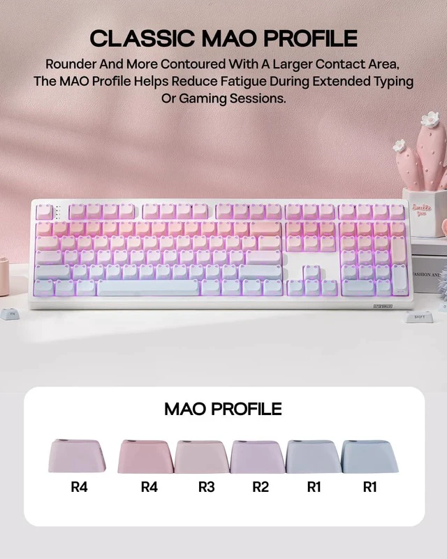 Alt view image 6 of 7 - Shimmeow Cute Cat Themed Keycaps Set for MX Mechanical Keyboard | 113 Keys, Shine Through, MAO Profile, PBT+PC Material, Compatible for 60%/65%/75%/TKL/96%/Full-Sized ANSI Layout (Nebula)