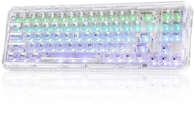 Main image of X71 Wireless Hot Swappable Transparent Mechanical Keyboard with Clear Keycaps, 68% Layout, BT5.0/2.4