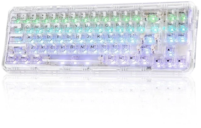 Alt view image 2 of 2 - X71 Wireless Hot Swappable Transparent Mechanical Keyboard with Clear Keycaps, 68% Layout, BT5.0/2.4
