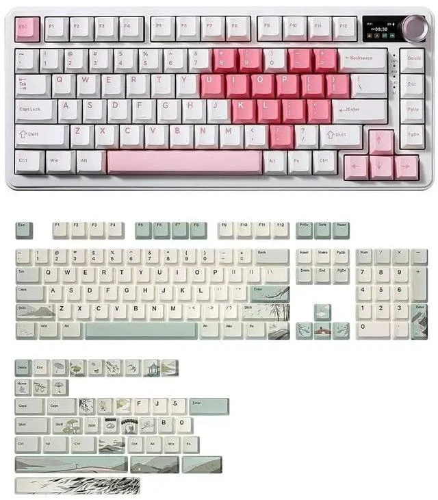Main image of B75 PRO MAX Wireless Mechanical Keyboard(White Heart, Cocoa Cream V2 Switch),Spring Tea Keycap Cherr
