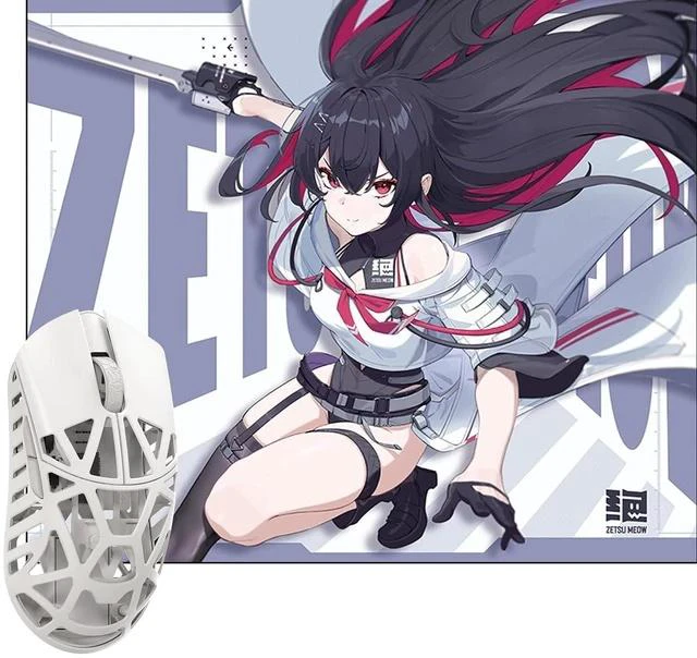 Main image of WLMOUSE Beast X Mini Pro Magnesium Gaming Mouse(Milky White,OM Switch,Side Slits)+ZETSUMEOW REN Yaiba Mouse Pad(White)