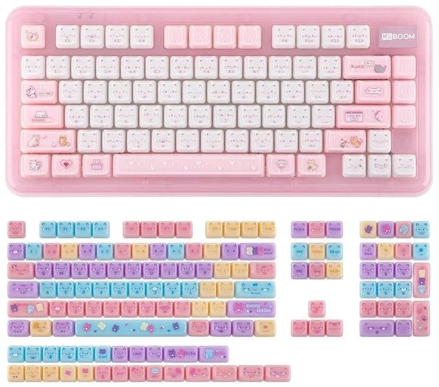 Main image of Phantom81 Lite 75% Gasket Mechanical Keyboard with Cute Cat Keycaps Set