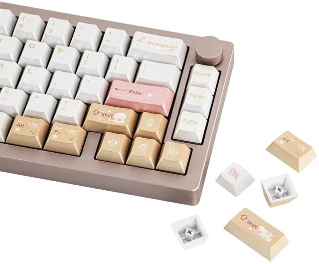 Main image of Opalux Keycaps Set - 134 Keys PBT Keycaps with Exquisite Seashell Pattern, Cherry Profile, MX-Style Compatible for 60%/65%/75%/TKL/1800/Full Size ANSI/ISO Layout Mechanical Gaming Keyboards