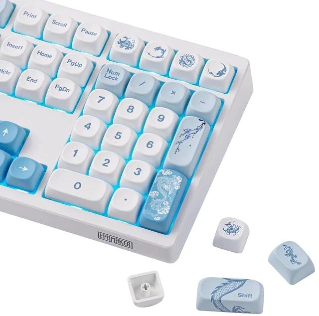 Main image of x LINDSEYSZN Azure Dragon SZN Keycaps Set - 140 Keys Five-side Dye-sub PBT Keycaps, MOA Profile, MX-Style Compatible for Alice/60%/65%/75%/TKL/96%/Full Size Layout Mechanical Gaming Keyboards