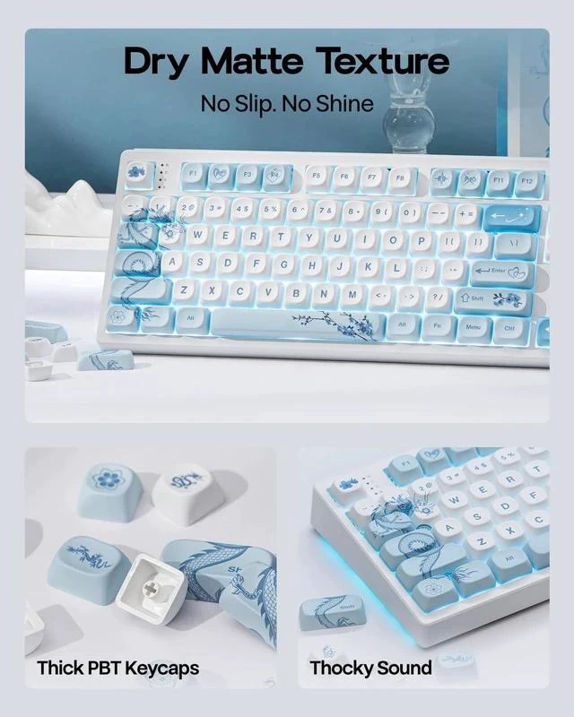 Alt view image 6 of 7 - x LINDSEYSZN Azure Dragon SZN Keycaps Set - 140 Keys Five-side Dye-sub PBT Keycaps, MOA Profile, MX-Style Compatible for Alice/60%/65%/75%/TKL/96%/Full Size Layout Mechanical Gaming Keyboards