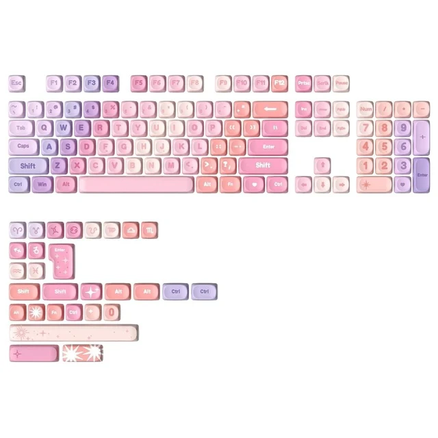 Alt view image 2 of 2 - 140 Keys MOA Keycaps, Dye-Sublimation PBT Custom Keycap Set for MOA Profile, Cute Purple Gradient Ke
