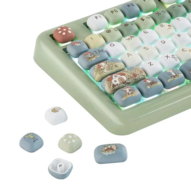 Alt view image 2 of 2 - Keycap Set - Little Shroom Pack, MOG Profile, Five-Side Dye-sub PBT, 137 Keys, MX-Style Compatible f