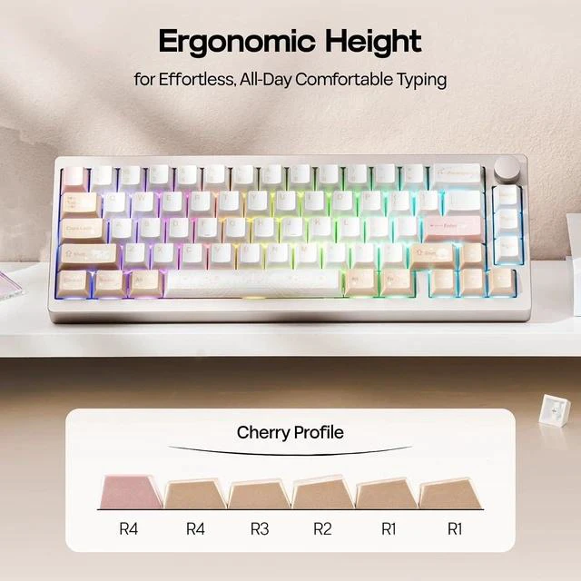 Alt view image 7 of 7 - Opalux Keycaps Set - 134 Keys PBT Keycaps with Exquisite Seashell Pattern, Cherry Profile, MX-Style Compatible for 60%/65%/75%/TKL/1800/Full Size ANSI/ISO Layout Mechanical Gaming Keyboards