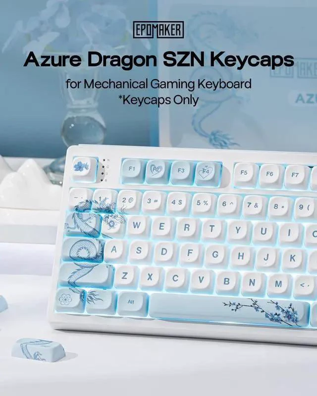 Alt view image 2 of 7 - x LINDSEYSZN Azure Dragon SZN Keycaps Set - 140 Keys Five-side Dye-sub PBT Keycaps, MOA Profile, MX-Style Compatible for Alice/60%/65%/75%/TKL/96%/Full Size Layout Mechanical Gaming Keyboards