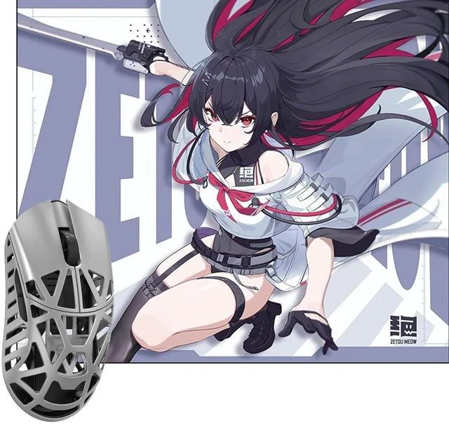 Main image of WLMOUSE Beast X Mini Pro Magnesium Gaming Mouse(Silver,TTC Switch,Side Slits)+ZETSUMEOW REN Yaiba Mouse Pad(White)