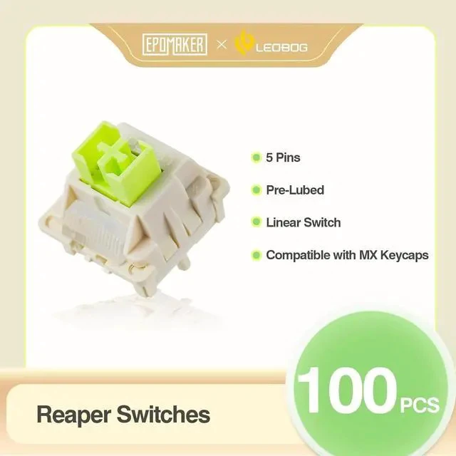 Alt view image 2 of 6 - x LEOBOG Keyboard Switches Set for Mechanical Gaming Keyboard, 100 Pcs Linear/Tactile Switch Set, Factory Lubed, 5-Pin Switch with POM Stem, Compatible with MX Keycaps (Reaper, Linear)