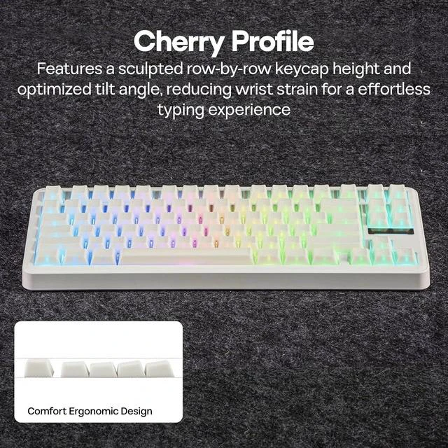 Alt view image 6 of 6 - Creamy Jade PBT Keycaps, 142 Keys, Double Shot, Cherry Profile, 60%/75%/96%/Full Size, Custom Keyboard Keycaps Set for Mechanical Gaming Keyboard (White)