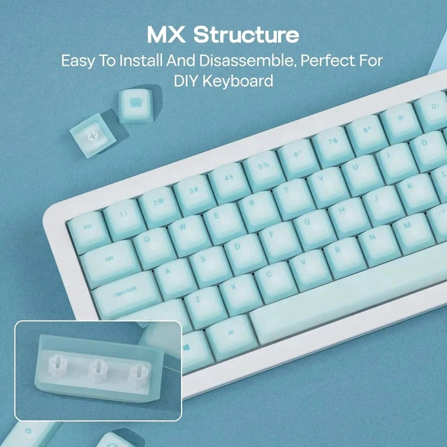 Alt view image 7 of 7 - AegisSil Keycap Set, Silicone Material, Cherry Profile, 113 Keys, 65%/75%/96%/Full Size, Custom Keyboard Keycaps Set for Cherry MX, Kailh, Outemu, Gateron Mechanical Gaming Keyboard (Blue)