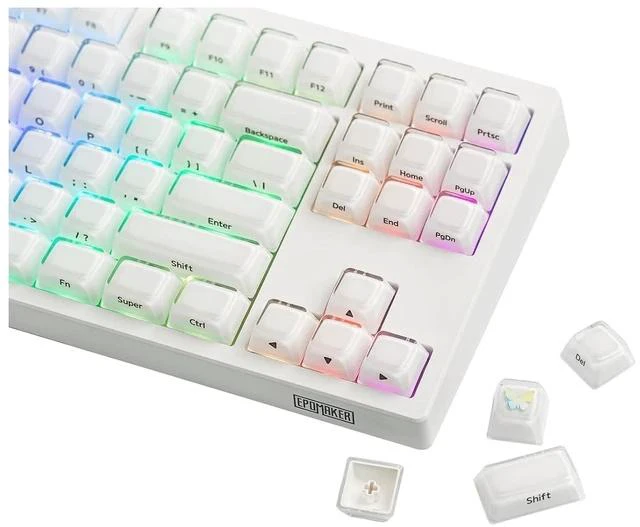 Main image of Lusterfly Jelly Keycaps Set - 123 Keys Double-Shot Laser Engraved, MDA Profile, ABS+PC, Non-Shine-Through, MX-Compatible for 61/68/84/87/98/100/104-Key Mechanical Keyboard (White)