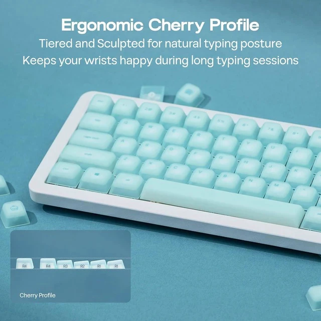 Alt view image 6 of 7 - AegisSil Keycap Set, Silicone Material, Cherry Profile, 113 Keys, 65%/75%/96%/Full Size, Custom Keyboard Keycaps Set for Cherry MX, Kailh, Outemu, Gateron Mechanical Gaming Keyboard (Blue)