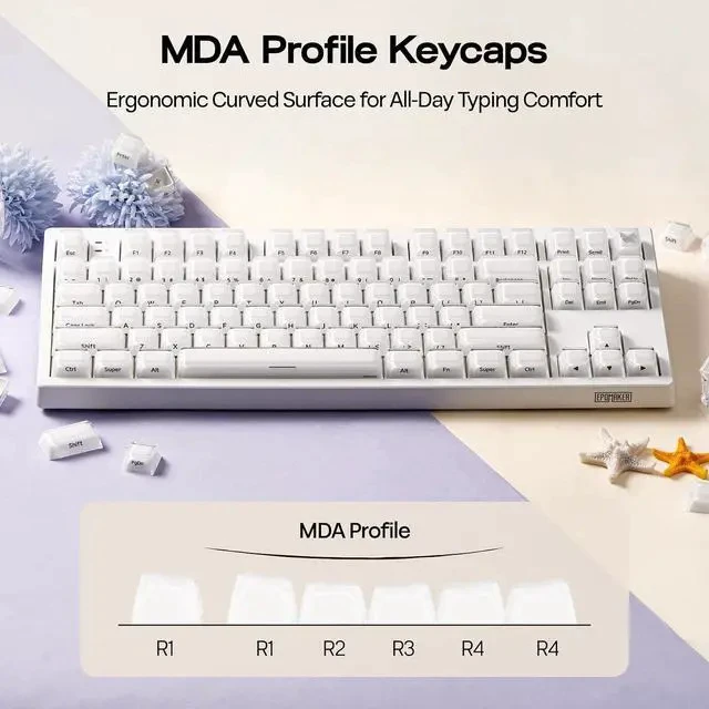 Alt view image 5 of 7 - Lusterfly Jelly Keycaps Set - 123 Keys Double-Shot Laser Engraved, MDA Profile, ABS+PC, Non-Shine-Through, MX-Compatible for 61/68/84/87/98/100/104-Key Mechanical Keyboard (White)