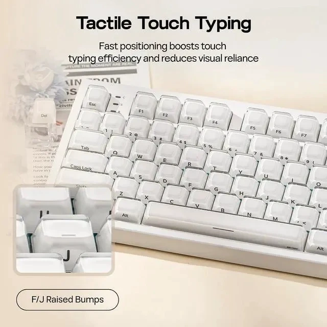 Alt view image 6 of 7 - Lusterfly Jelly Keycaps Set - 123 Keys Double-Shot Laser Engraved, MDA Profile, ABS+PC, Non-Shine-Through, MX-Compatible for 61/68/84/87/98/100/104-Key Mechanical Keyboard (White)