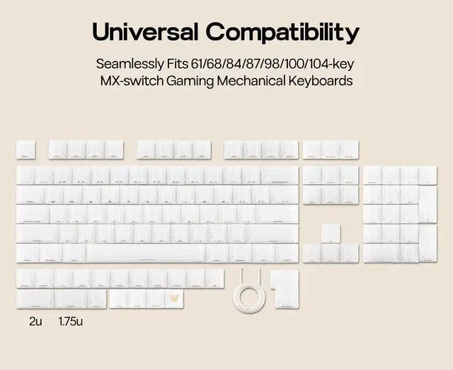 Alt view image 7 of 7 - Lusterfly Jelly Keycaps Set - 123 Keys Double-Shot Laser Engraved, MDA Profile, ABS+PC, Non-Shine-Through, MX-Compatible for 61/68/84/87/98/100/104-Key Mechanical Keyboard (White)