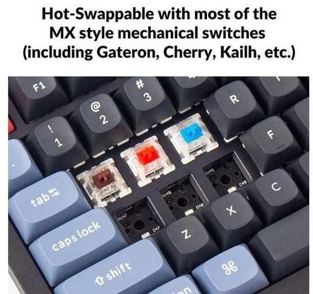 Alt view image 3 of 6 - Zell K8 Pro Qmk/Via Wireless Mechanical Keyboard, Hot-Swappable Tkl Custom Programmable Macro Wired Keyboard With Gateron G Pro Blue Switch, Rgb Backlit, Pbt Keycaps For Mac Windows Linux