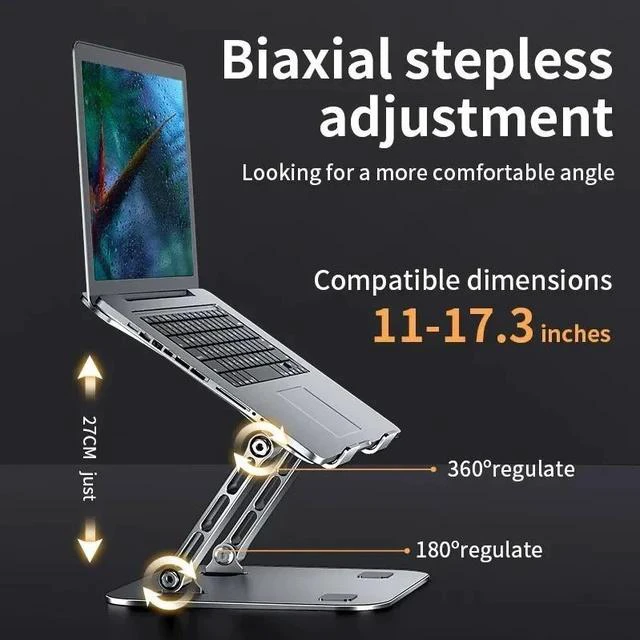 Alt view image 2 of 7 - Physowell Phone Tablet Stand Adjustable Aluminum Alloy laptop Tablet up to 17 "Laptop Portable Folding stand Cooling stand support Grey