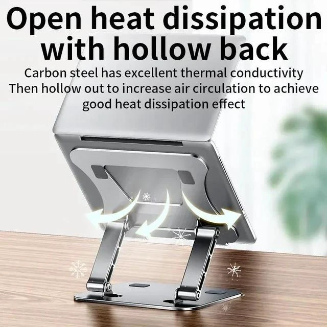 Alt view image 3 of 7 - Physowell Phone Tablet Stand Adjustable Aluminum Alloy laptop Tablet up to 17 "Laptop Portable Folding stand Cooling stand support Grey