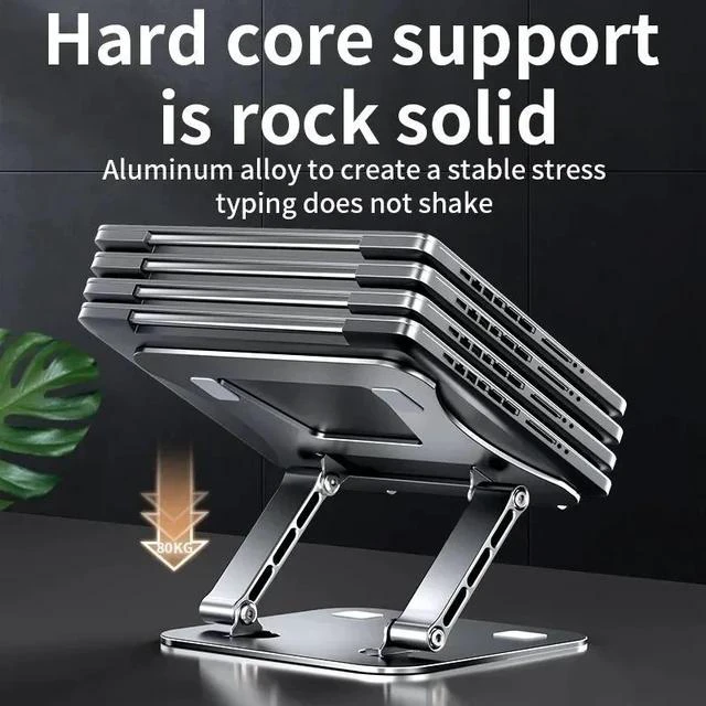 Alt view image 4 of 7 - Physowell Phone Tablet Stand Adjustable Aluminum Alloy laptop Tablet up to 17 "Laptop Portable Folding stand Cooling stand support Grey