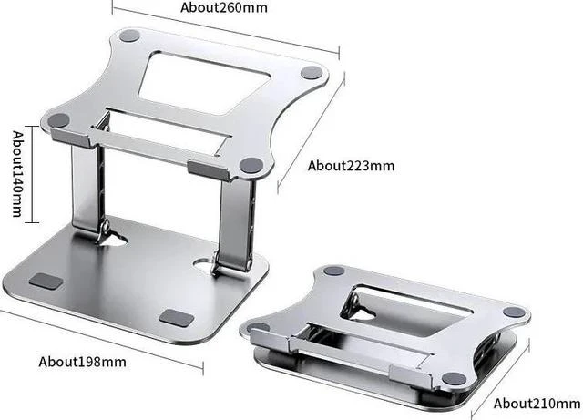 Alt view image 6 of 7 - Physowell Phone Tablet Stand Adjustable Aluminum Alloy laptop Tablet up to 17 "Laptop Portable Folding stand Cooling stand support Grey