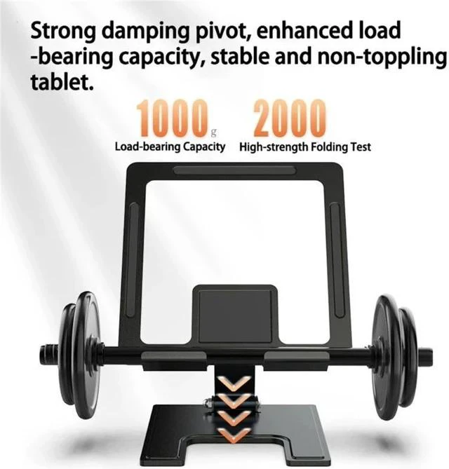 Alt view image 3 of 7 - Physowell Tablet Stand Holder Adjustable Tablet Stand for Desk Portable Monitors Stand Tablet Holder Travel Holder for Tablets Black