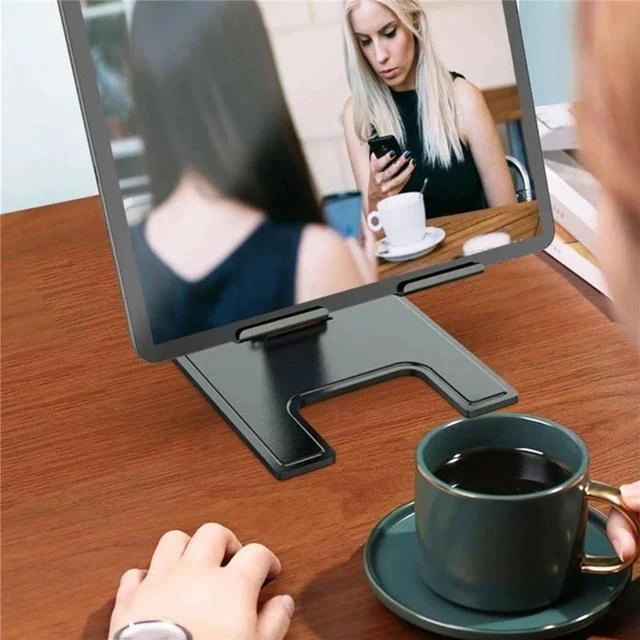 Alt view image 7 of 7 - Physowell Tablet Stand Holder Adjustable Tablet Stand for Desk Portable Monitors Stand Tablet Holder Travel Holder for Tablets Black