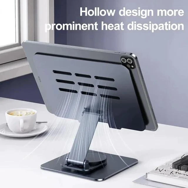 Alt view image 4 of 7 - Physowell Tablet Holder,iPad Stand, 360 Rotating Base,Foldable Adjustable Tablet Stand,Tablet Stand for Desk,Compatible with iPad Pro Air Mini 4 to 12.9-inchTablet Grey