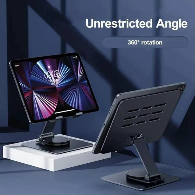 Alt view image 6 of 7 - Physowell Tablet Holder,iPad Stand, 360 Rotating Base,Foldable Adjustable Tablet Stand,Tablet Stand for Desk,Compatible with iPad Pro Air Mini 4 to 12.9-inchTablet Grey