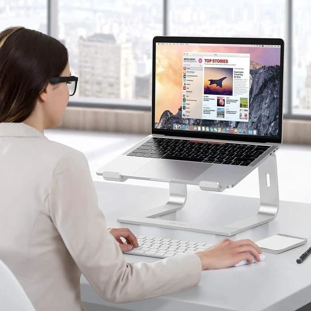Alt view image 7 of 7 - Laptop Stand Detachable Laptop Mount Aluminum Laptop Holder Stand for Desk Compatible with MacBook Air/Pro HP and All Laptops (11-16 inch) Silver
