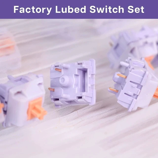 Alt view image 3 of 6 - Mechanical Switches Set for Mechanical Gaming Keyboard, 100 Pieces, Pre-Lubed Switch, Linear/Tactile/Clicky, 5-Pin Creamy Switch with MX Keycaps (Wisteria(Tactile))