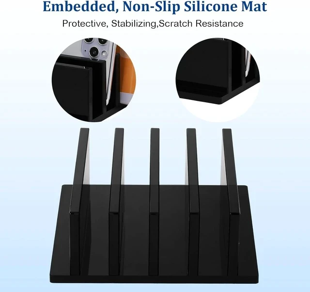 Alt view image 3 of 7 - 1 Piece 4-Compartment Acrylic Vertical Laptop Stand Can Accommodate with a Thickness of Less Than 2 cm Fits Most Laptop (Black)