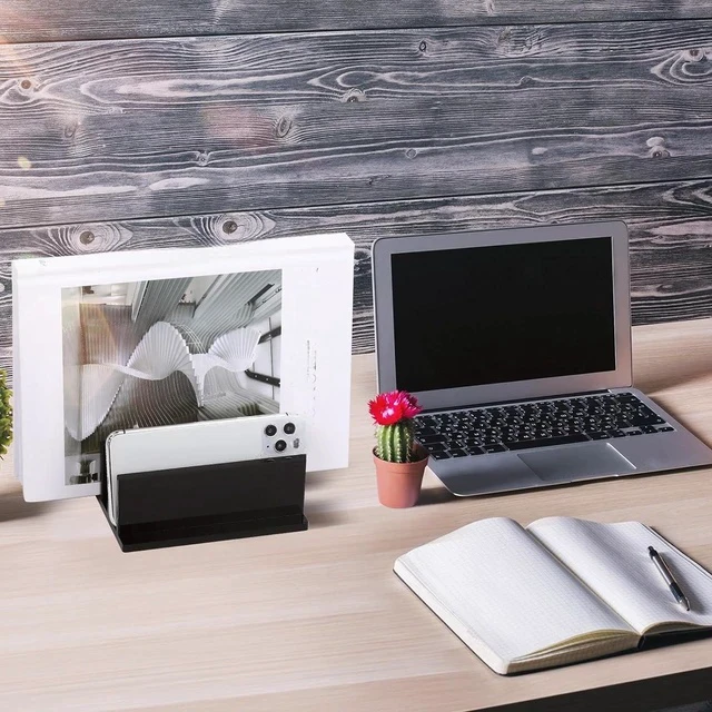 Alt view image 5 of 7 - 1 Piece 4-Compartment Acrylic Vertical Laptop Stand Can Accommodate with a Thickness of Less Than 2 cm Fits Most Laptop (Black)