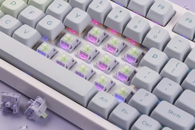 Alt view image 7 of 7 - Mechanical Switches Set for Mechanical Gaming Keyboard, 100 Pieces, Pre-Lubed Switch, Linear/Tactile/Clicky, 5-Pin Creamy Switch with MX Keycaps (Wisteria V1(Linear))