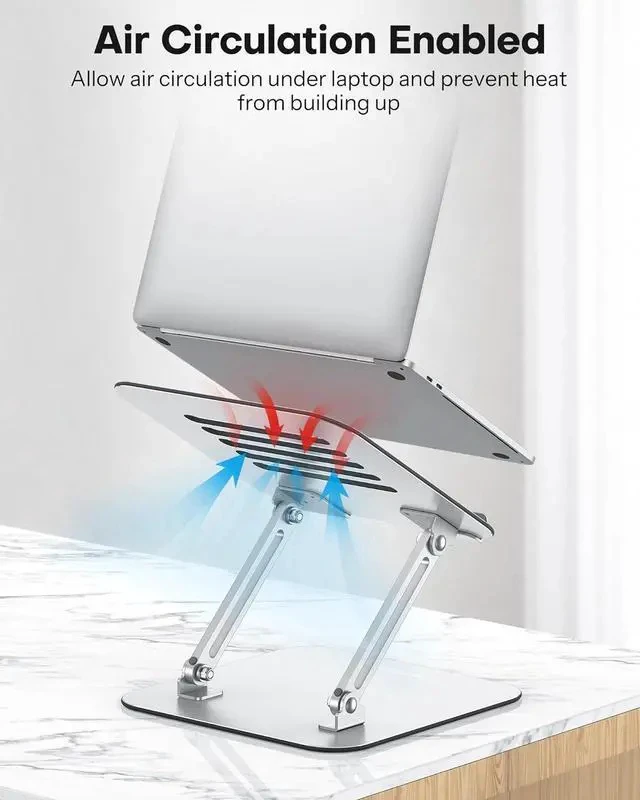 Alt view image 7 of 7 - Laptop Stand for Desk Ergonomic Metal Adjustable Laptop Stand Laptop Holder Riser with Cooling Function Computer Stand Compatible with MacBook and All Laptops (10-17.2 inch) Silver