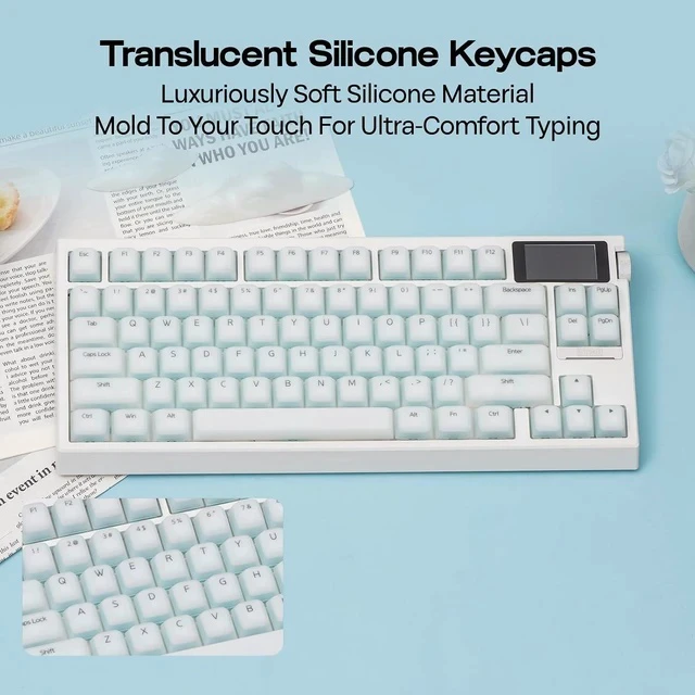 Alt view image 5 of 7 - AegisSil Keycap Set, Silicone Material, Cherry Profile, 113 Keys, 65%/75%/96%/Full Size, Custom Keyboard Keycaps Set for Cherry MX, Kailh, Outemu, Gateron Mechanical Gaming Keyboard (White)