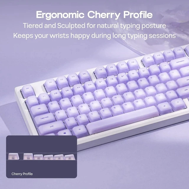 Alt view image 6 of 7 - AegisSil Keycap Set, Silicone Material, Cherry Profile, 113 Keys, 65%/75%/96%/Full Size, Custom Keyboard Keycaps Set for Cherry MX, Kailh, Outemu, Gateron Mechanical Gaming Keyboard (Purple)