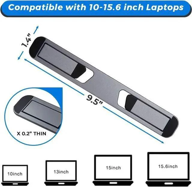 Alt view image 2 of 7 - Laptop Riser for Desk Aluminum Foldable Laptop Stand for 10-16 Models Including MacBook MacBook Air iPad HP and More Self-Adhesive Portable Laptop Stand with Non-Skid Feet