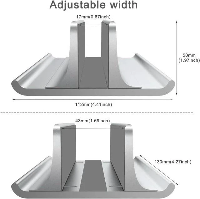 Alt view image 3 of 7 - 3-in-1 Aluminum Laptop Stand Vertical Laptop Stand Holder for Desk with Adjustable Dock Space-Saving Organizer for All MacBook Surface HP up to 17.3 inch
