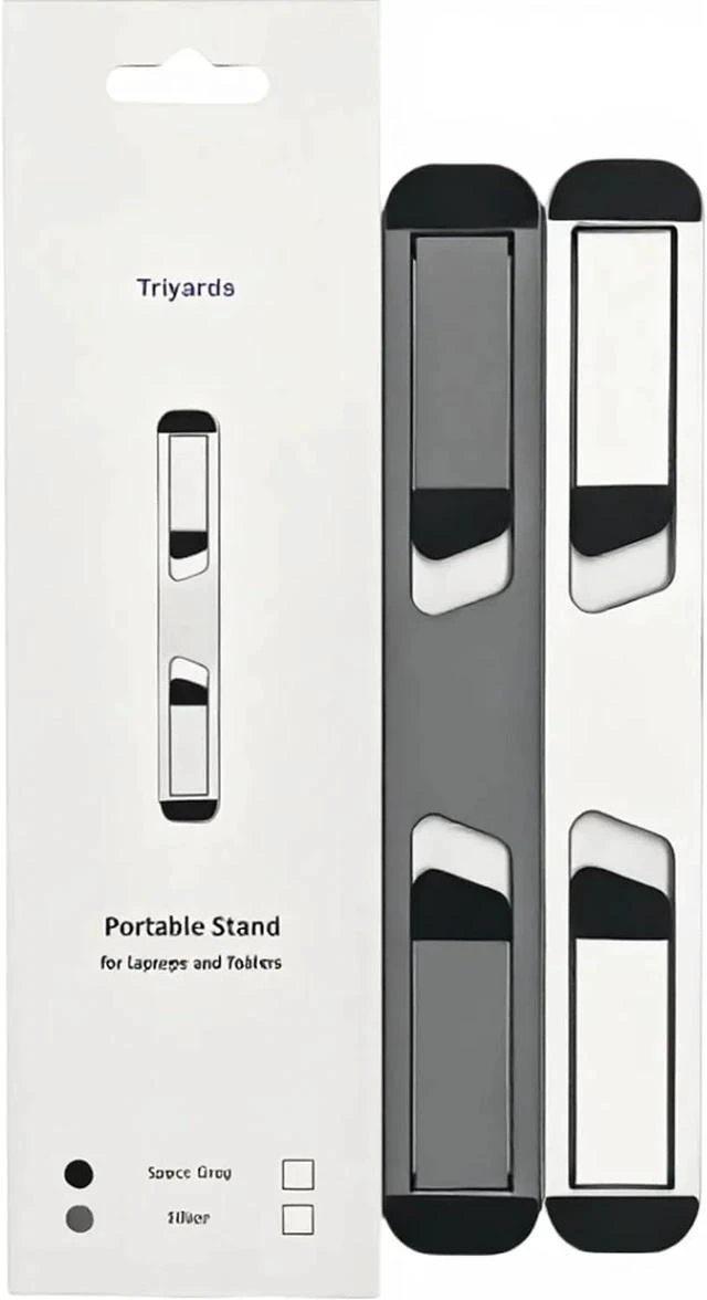 Alt view image 7 of 7 - Laptop Riser for Desk Aluminum Foldable Laptop Stand for 10-16 Models Including MacBook MacBook Air iPad HP and More Self-Adhesive Portable Laptop Stand with Non-Skid Feet