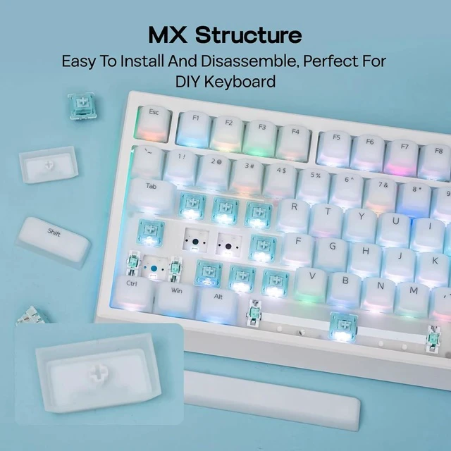 Alt view image 7 of 7 - AegisSil Keycap Set, Silicone Material, Cherry Profile, 113 Keys, 65%/75%/96%/Full Size, Custom Keyboard Keycaps Set for Cherry MX, Kailh, Outemu, Gateron Mechanical Gaming Keyboard (White)
