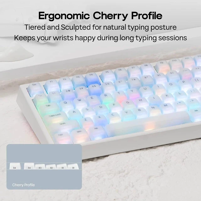Alt view image 6 of 7 - AegisSil Keycap Set, Silicone Material, Cherry Profile, 113 Keys, 65%/75%/96%/Full Size, Custom Keyboard Keycaps Set for Cherry MX, Kailh, Outemu, Gateron Mechanical Gaming Keyboard (White)
